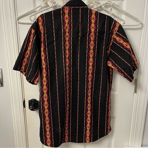 Vintage Wrangler Wester Navajo Aztec Print Cowboy Button Up Shirt - Picture 9 of 9